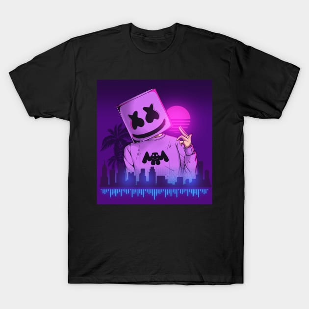 Marshmello Neon Night City Marshmello T Shirt TeePublic
